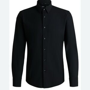 Hugo Boss Men Classic Black Shirt  Button Down Long Sleeve 32/33